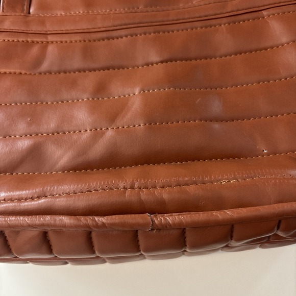 Vintage 1970s Sarne Spacesac Brown Nylon Puffy Quilted Shoulder Bag - Squeeze Me - Picture 8 of 12